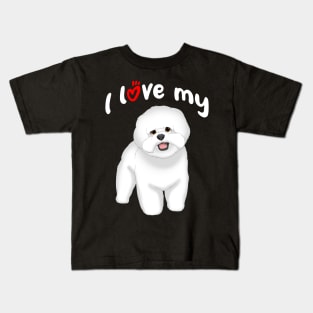 I Love My Bichon Frise Dog Kids T-Shirt